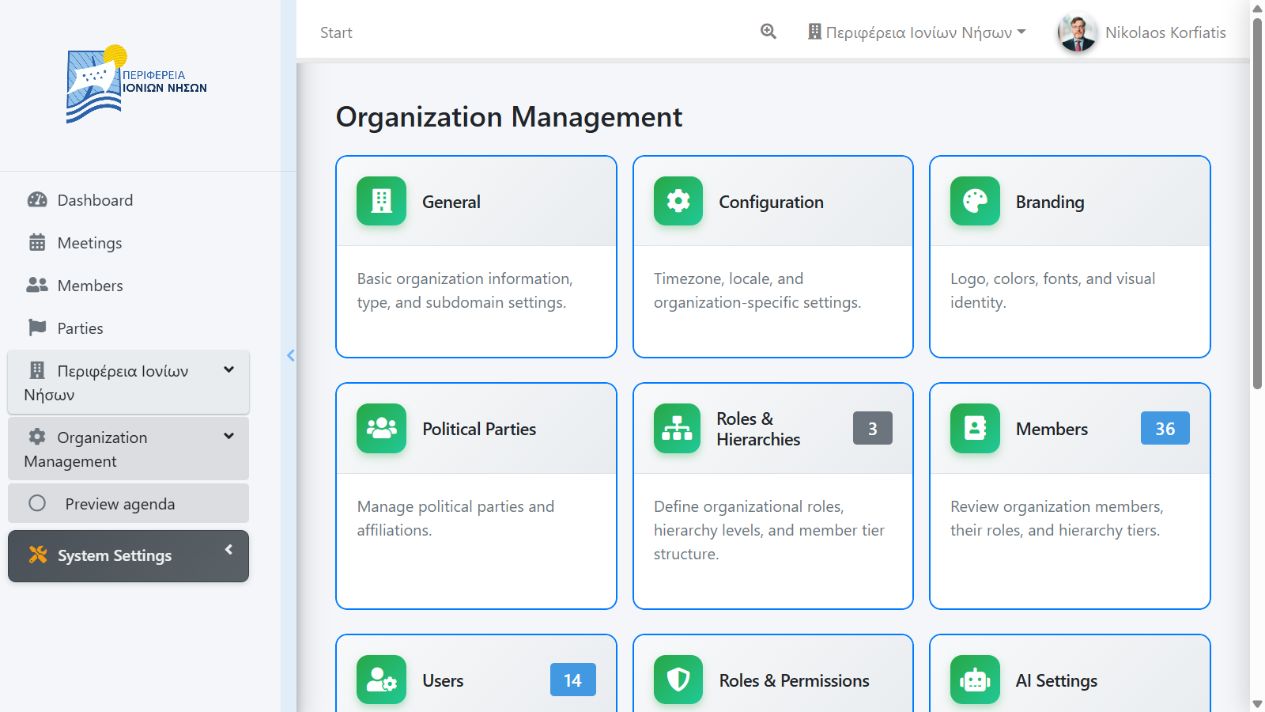 DILOS Organization Management overview